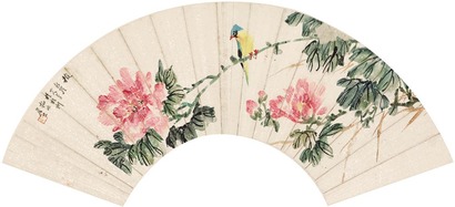 陆抑非 花鸟 扇面