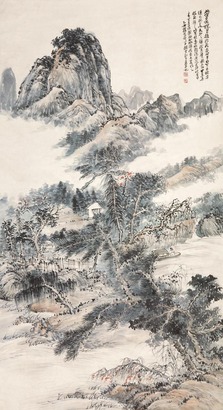 赵云壑 秋江泛舟 立轴