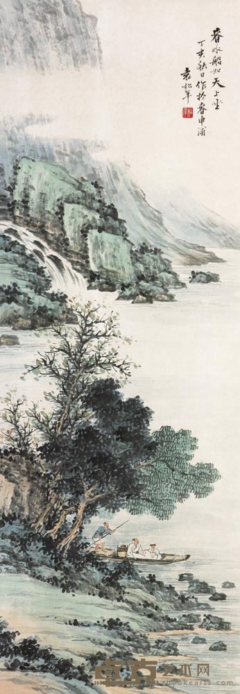 袁松年 春水船 镜心 74×25.5cm