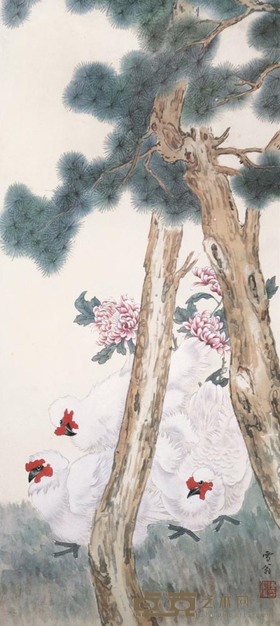陈之佛 大吉图 镜心 65×30cm