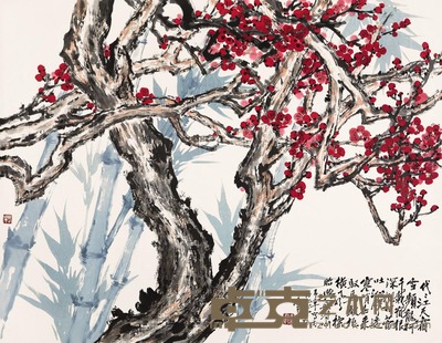 于希宁 红梅老树 镜心 68×88cm