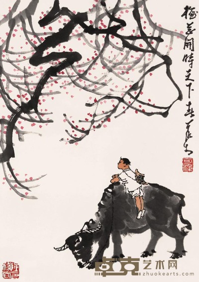 李可染 桃花开时天下春 镜框 49×34cm