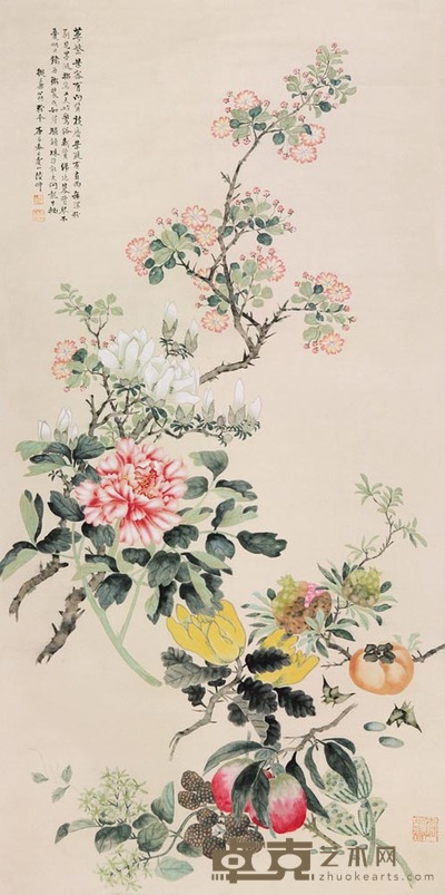 陆抑非 拟廉翁粉本 立轴 120×60cm