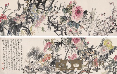 赵云壑 花卉 手卷 37×230cm