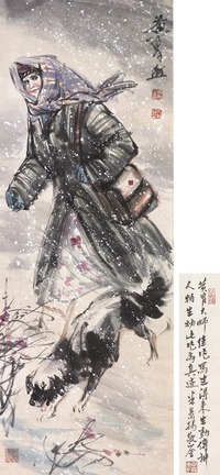 黄胄 风雪骆驼 立轴