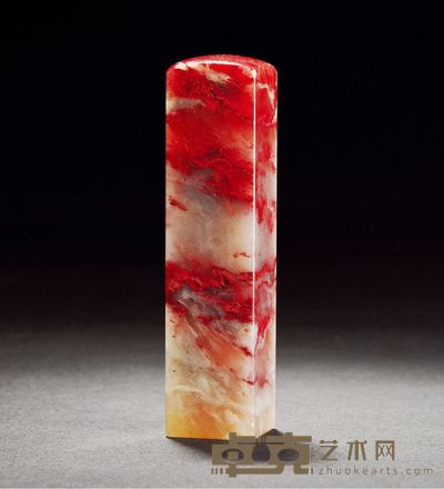 巴林白玉地鸡血石方章 2.3×2.3×9.4cm