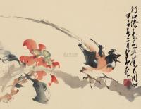 赵少昂 甲子（1984）年作 花卉小鸟 镜框