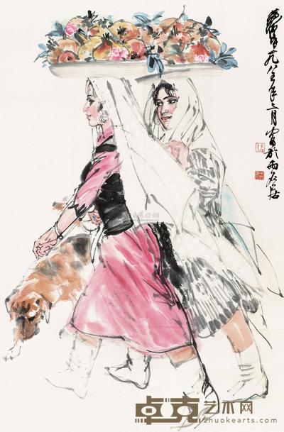 黄胄 1985年作 新疆少女 镜心 103×68.5cm