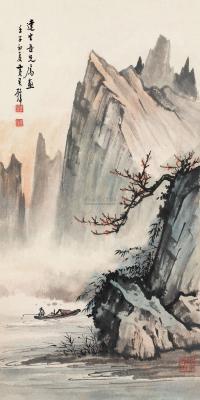 黄君璧 壬子（1972）年作 溪涧幽仕 立轴
