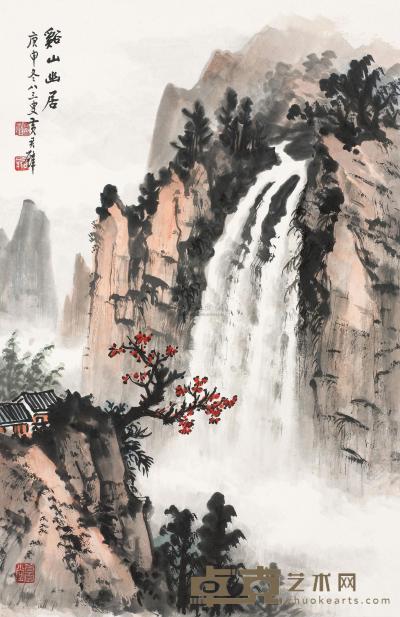 黄君璧 庚申（1980）年作 溪山幽居 镜片 69.5×45cm