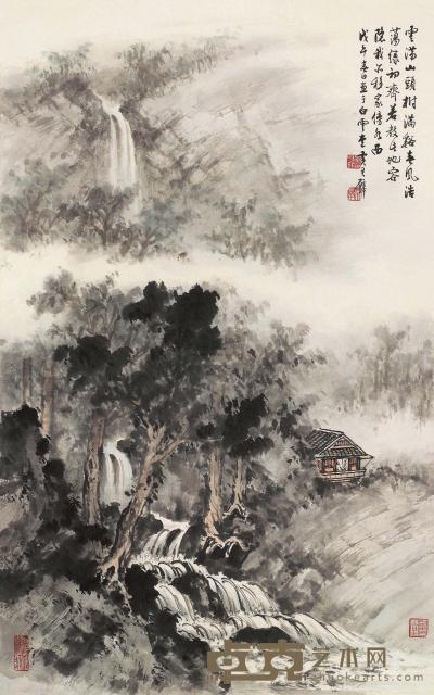 黄君璧 戊午（1978）年作 溪山归隐 镜片 90×56cm
