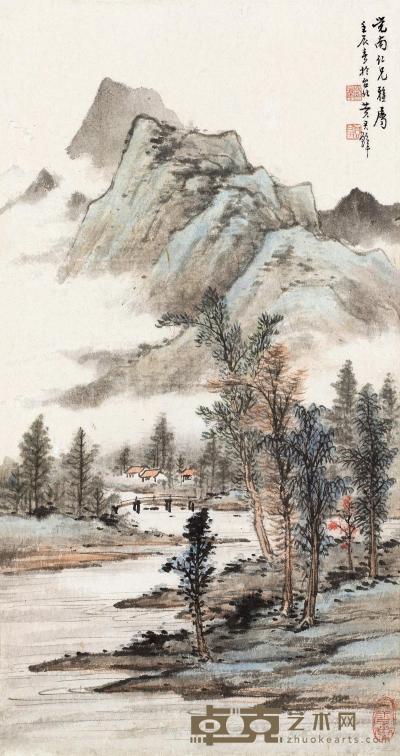 黄君璧 壬辰（1952）年作 远山幽景 立轴 56×29.5cm