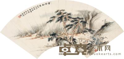 黄君璧 壬戌（1922）年作 云壑松泉 扇片 20×53cm