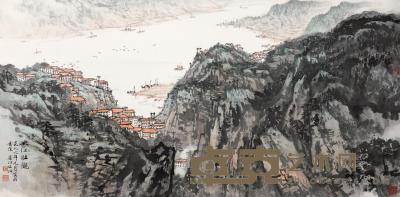 宋文治 丙子（1996）年作 峡江壮观 立轴 68.5×138cm