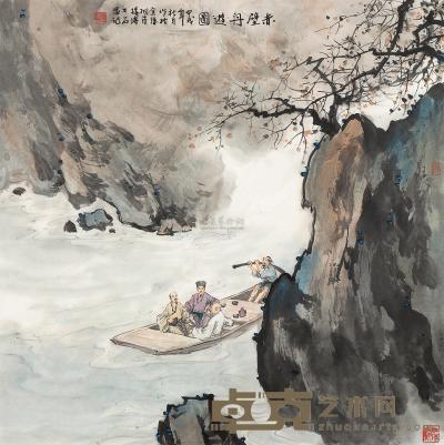 傅二石 甲戌（1994）年作 赤壁舟游图 镜片 68.5×68cm