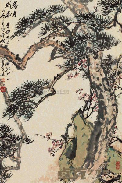 张辛稼 戊辰（1988）年作 松树 镜片 67×45cm