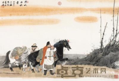谢振瓯 癸酉（1993）年作 渭城曲诗意 横幅 69.5×100cm