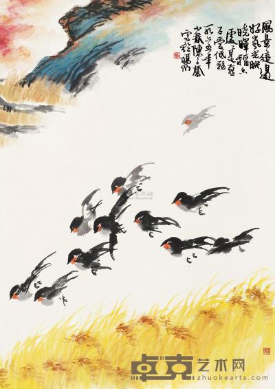 陈子奋 乙巳（1965）年作 燕子低飞 立轴 78×55.5cm