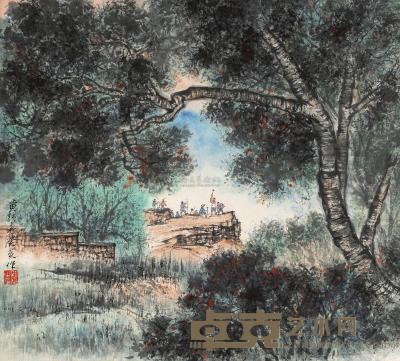 黄纯尧 癸亥（1983）年作 采石图 立轴 38×41.5cm