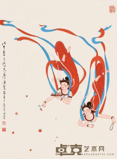 潘絜滋 戊午（1978）年作 飞天图 镜心 68×50cm