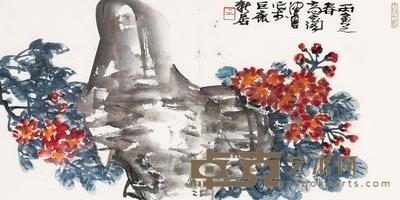 陈佩秋 丙寅（1986）年作 繁花幽景 镜片 32×63.5cm