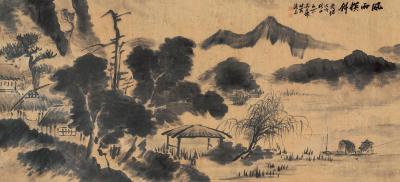 吴石僊 戊戌（1898）年作 风雨横斜 屏轴