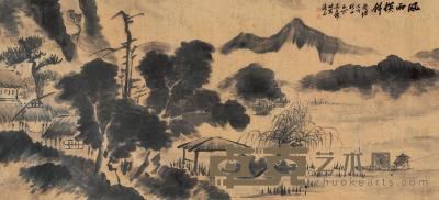 吴石僊 戊戌（1898）年作 风雨横斜 屏轴 55.5×122cm