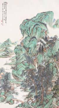 袁培基 丁丑（1937）年作 林峦翠色 立轴