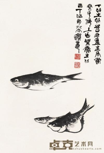 韩天衡 丁卯（1987）年作 年年有鱼 立轴 69×45cm