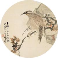 任伯年 癸未（1883）年作 枝雀图 团扇片