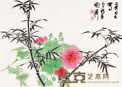 谢稚柳 己巳（1989）年作 花卉 镜片 55×76cm