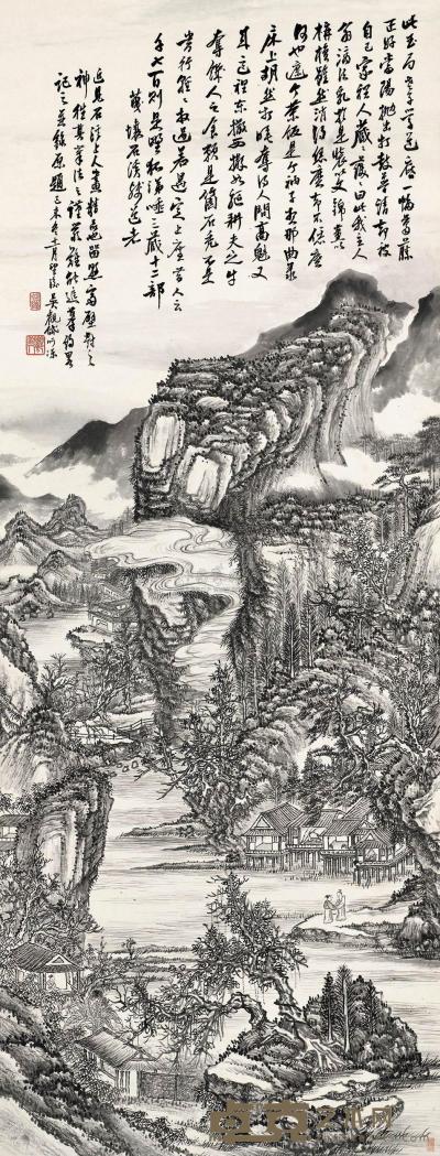 吴观岱 己未（1895）年作 仿石溪山水 立轴 150×57.5cm