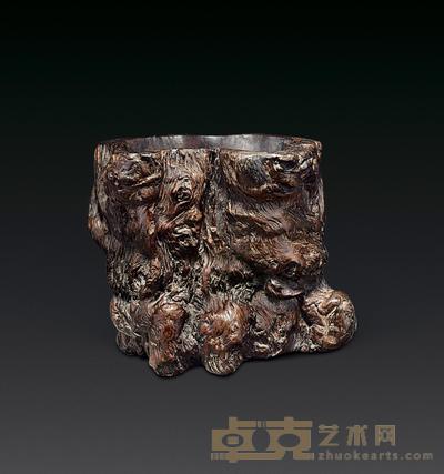 海南沉香木树瘿笔筒 15.5×9.5×12.7cm