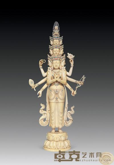 民国 象牙雕密宗佛立像 高44cm