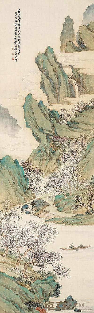 彭旸 癸亥（1923）年作 山间春色 镜片 171×51cm