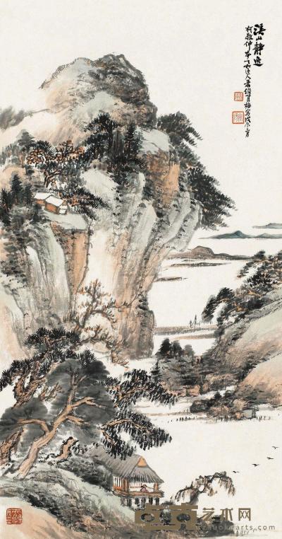 萧俊贤 戊辰（1928）年作 溪山静逸 立轴 68.5×36cm