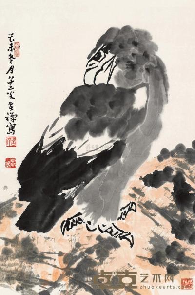李苦禅 己未（1979）年作 雄鹰 立轴 66×44cm