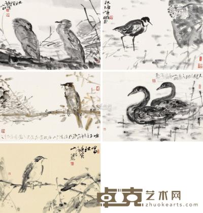 吴山明 庚寅（2010）年作 秋塘恋景 镜片 45×64cm×5