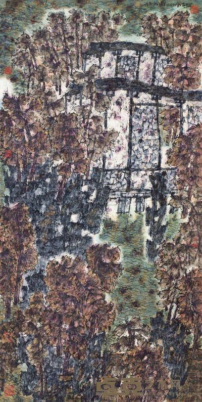 陈向迅 己卯(1999)年作 秋水图 镜片 136×68cm