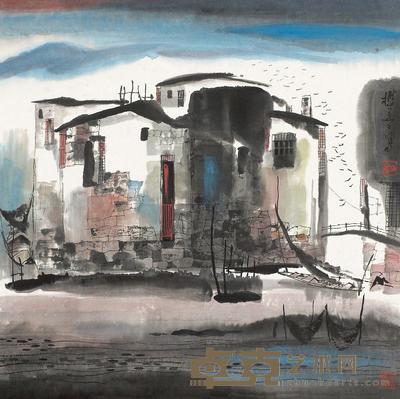 刘懋善 水乡 立轴 68×68cm