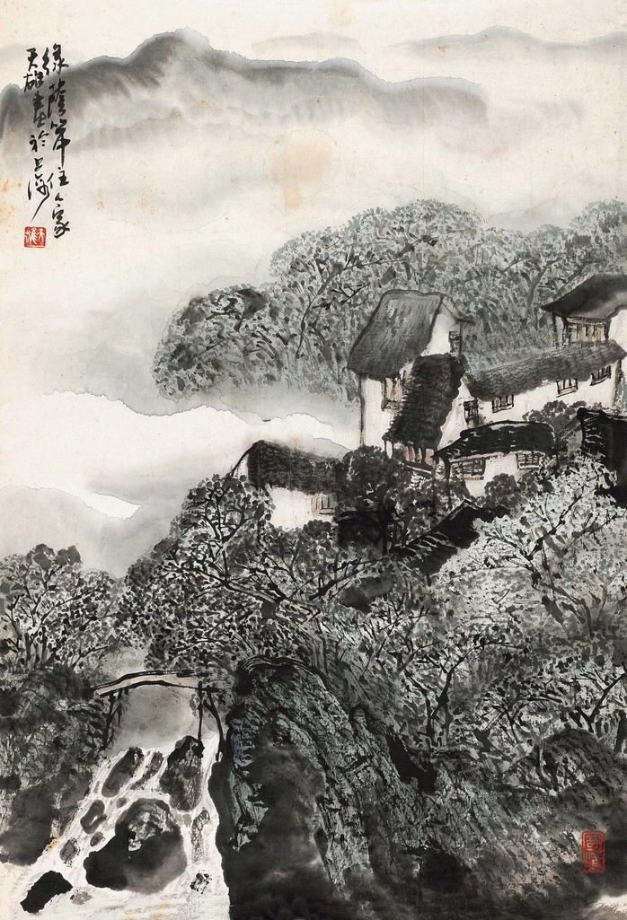 蔡天雄 绿荫丛中住人家 镜心
