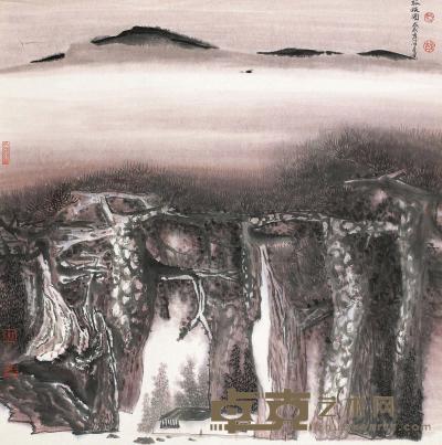 薛亮 戊辰（1988）年作 孤旅图 立轴 68×64cm