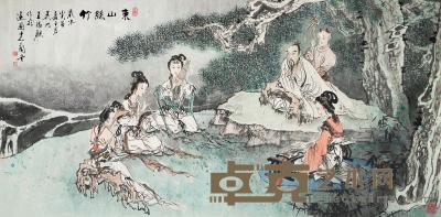 王锡麒 癸酉（1993）年作 东山丝竹 镜片 138×67.5cm