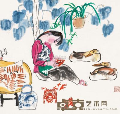 张培成 剪纸 镜片 64×67cm