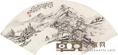 唐岱 丙戌（1706）年作 浓雨乍晴 扇片 19×54cm
