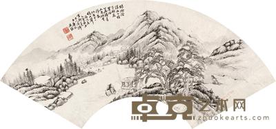 唐岱 丙戌(1706)年作 浓雨乍晴 扇片 19×54cm