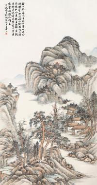 顾麟士 甲戌（1874）年作 溪山远幽 立轴