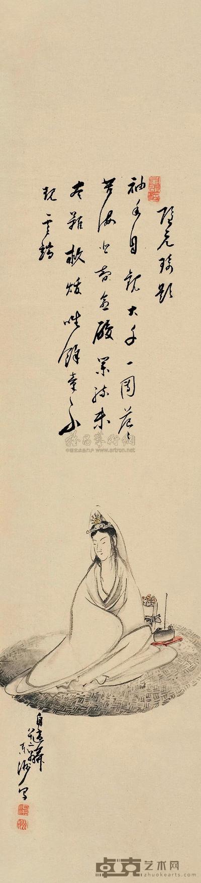 释隐元 观音 立轴 68×16cm