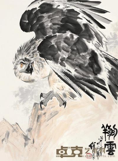 刘继卣 戊午(1978)年作 翔云图 立轴 92×67.5cm