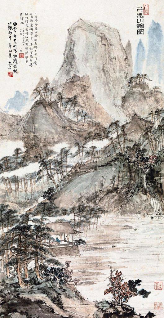 傅抱石 辛巳1941年作 万松山馆图 立轴